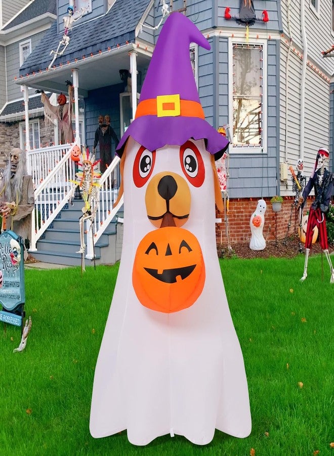 GOOSH 6.2 FT Halloween Inflatables Dog Outdoor Decorations Blow Up Yard Cute Puppy Ghost with Pumpkin with Built-in LEDs for Indoor Party Garden Lawn Holiday Decor - Image 4
