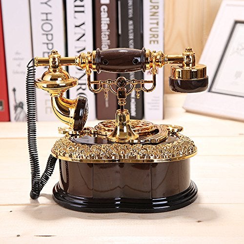 ornerx Heart Shaped Retro Dial Telephone Music Box with Drawer 7.5" x 7" x 6.7" - Image 2