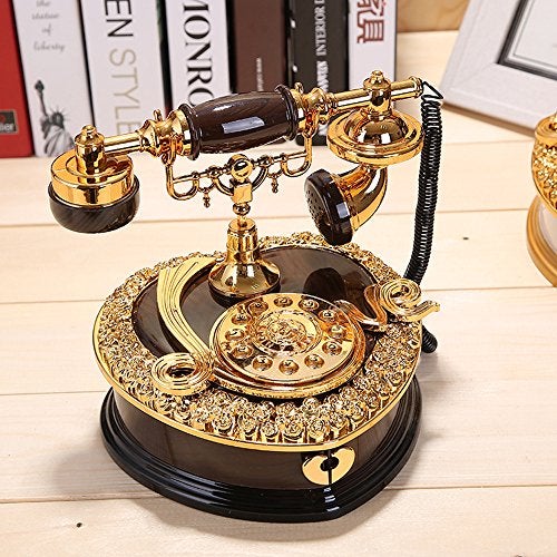 ornerx Heart Shaped Retro Dial Telephone Music Box with Drawer 7.5" x 7" x 6.7" - Image 5