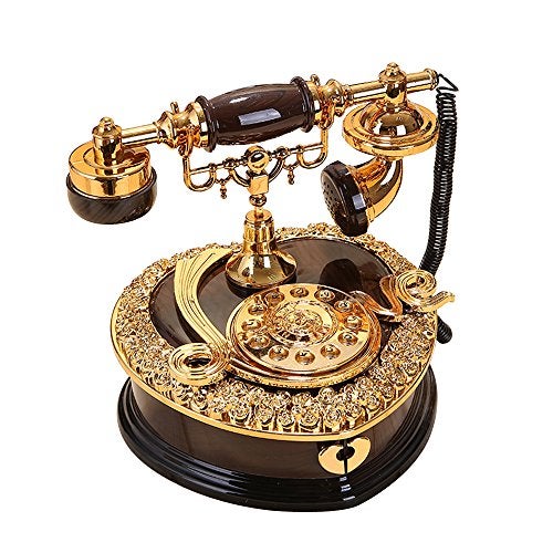 ornerx Heart Shaped Retro Dial Telephone Music Box with Drawer 7.5" x 7" x 6.7" - Image 1