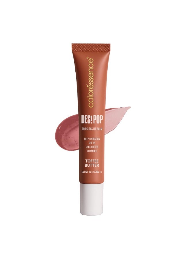 Coloressence Desi Pop DripGloss Lip Balm SPF-15, Toffee Butter, 10gm | Deep Hydration | Enriched with Vitamin E, Shea Butter & Coconut Oil - Image 1