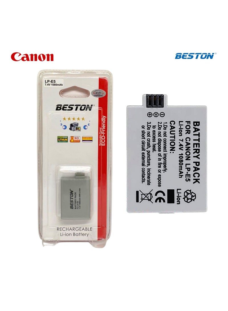 BESTON Beston LP-E5 Camera Battery (1080mAh, 7.4V) - Image 4