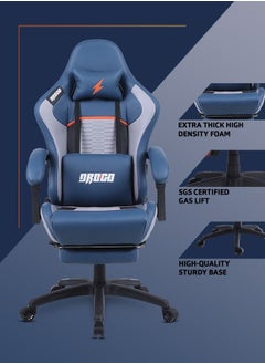 Drogo Ergonomic Gaming Chair with 7 Way adjustable Seat PU Leather Material Desk Chair Head & USB Massager Lumbar Pillow Video Games Chair Home  Office Chair with Full Reclining Back Footrest Blue - pzsku/ZD7BA9DDA33441AECF0E4Z/45/_/1667971551/0e1fd95e-dd41-4681-bf07-e6b3c1c7d127