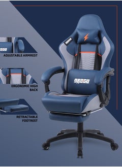 Drogo Ergonomic Gaming Chair with 7 Way adjustable Seat PU Leather Material Desk Chair Head & USB Massager Lumbar Pillow Video Games Chair Home  Office Chair with Full Reclining Back Footrest Blue - pzsku/ZD7BA9DDA33441AECF0E4Z/45/_/1667971552/b8374851-ac3f-4bb3-97e7-3bebd27db468