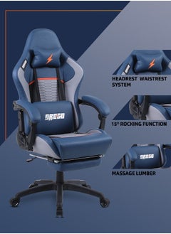 Drogo Ergonomic Gaming Chair with 7 Way adjustable Seat PU Leather Material Desk Chair Head & USB Massager Lumbar Pillow Video Games Chair Home  Office Chair with Full Reclining Back Footrest Blue - pzsku/ZD7BA9DDA33441AECF0E4Z/45/_/1667971552/dfe2fa58-a769-4269-8d28-da8ff2faf613