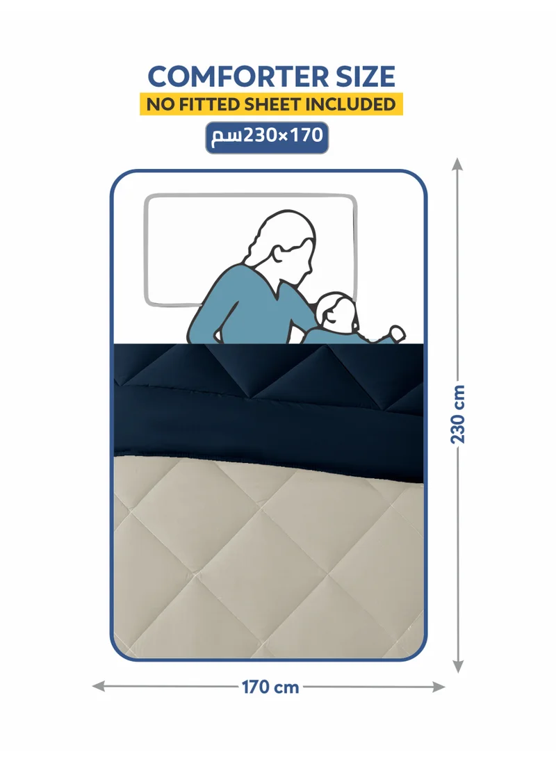 Donetella Bedding Comforter Set, Single Size 170x230 cm - 2-Pcs Solid Quilted Bed Set, Microfiber Fabric - 1 Comforter And 1 Pillow Shams