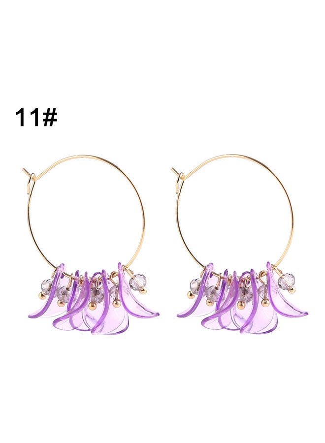 Flower Petal Tassel Hoop Earrings