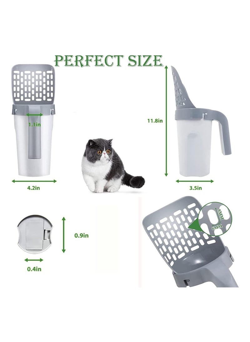 Oasisgalore - Cat Litter Scoop with Bag Holder, Integrated Detachable Deep Cat Litter Shovel - Image 1