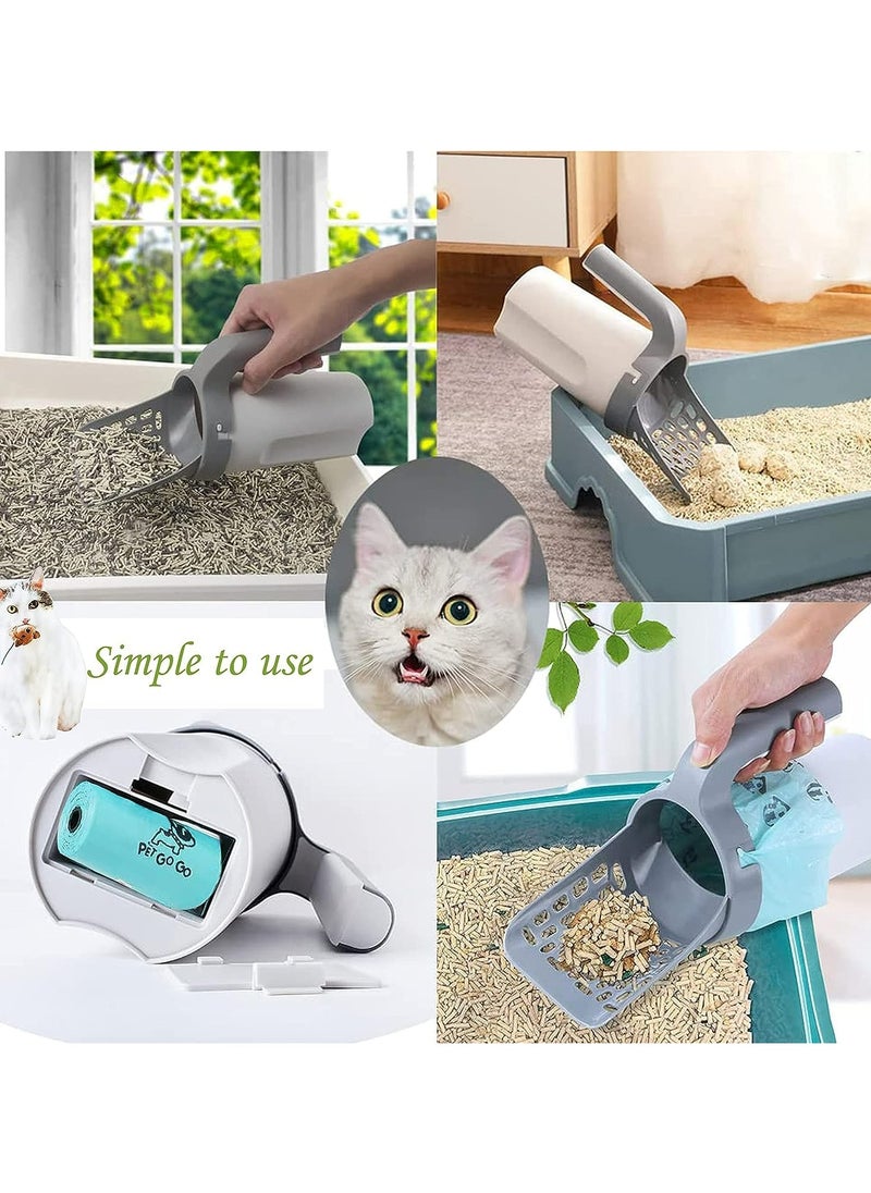 Oasisgalore - Cat Litter Scoop with Bag Holder, Integrated Detachable Deep Cat Litter Shovel - Image 1