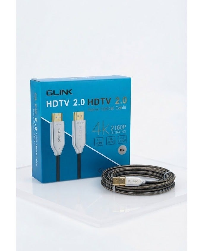 جلينك كابل HDMI 2.0 ألياف ضوئية من جلينك (GLINK) - دقة 4K بتردد 60Hz - طول 10 متر - Image 1