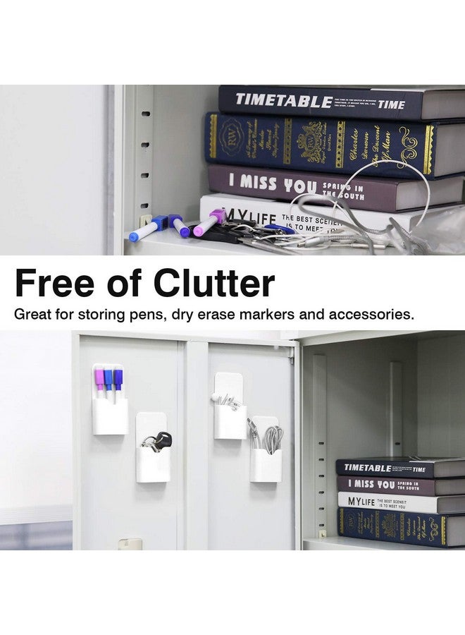 MoKo Magnetic Dry Erase Marker Holder, [4 Pack] Pen/Pencil/Magnets/Dry Erase Marker Storage Organizer For Home Refrigerator, Office Glass Whiteboard, Locker And Other Magnetic Surfaces - White - Image 2