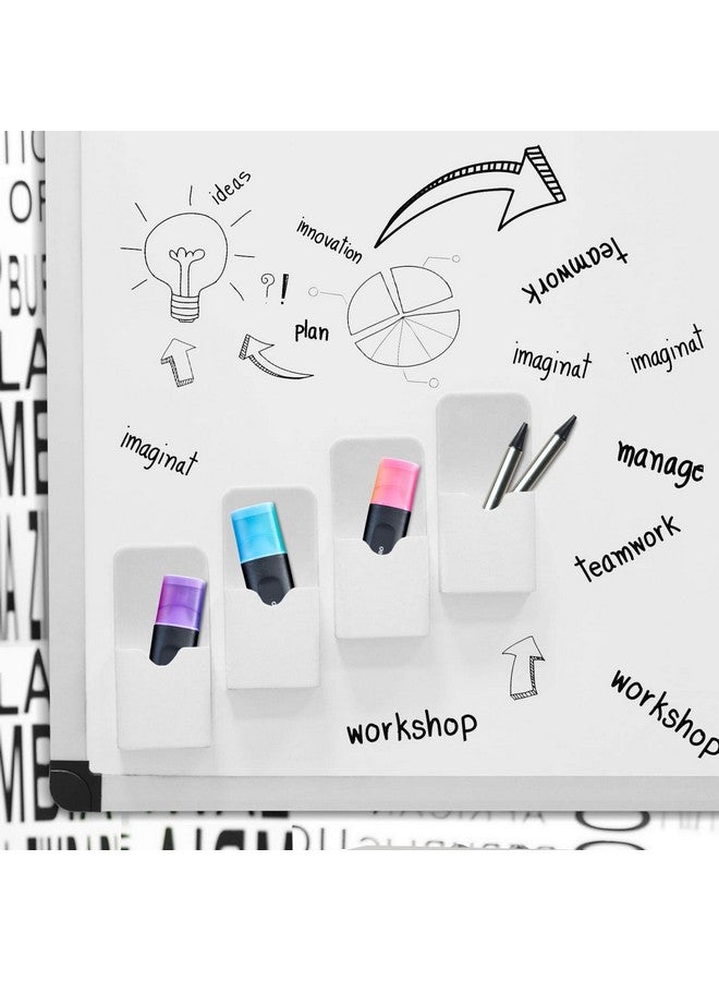 MoKo Magnetic Dry Erase Marker Holder, [4 Pack] Pen/Pencil/Magnets/Dry Erase Marker Storage Organizer For Home Refrigerator, Office Glass Whiteboard, Locker And Other Magnetic Surfaces - White - Image 5