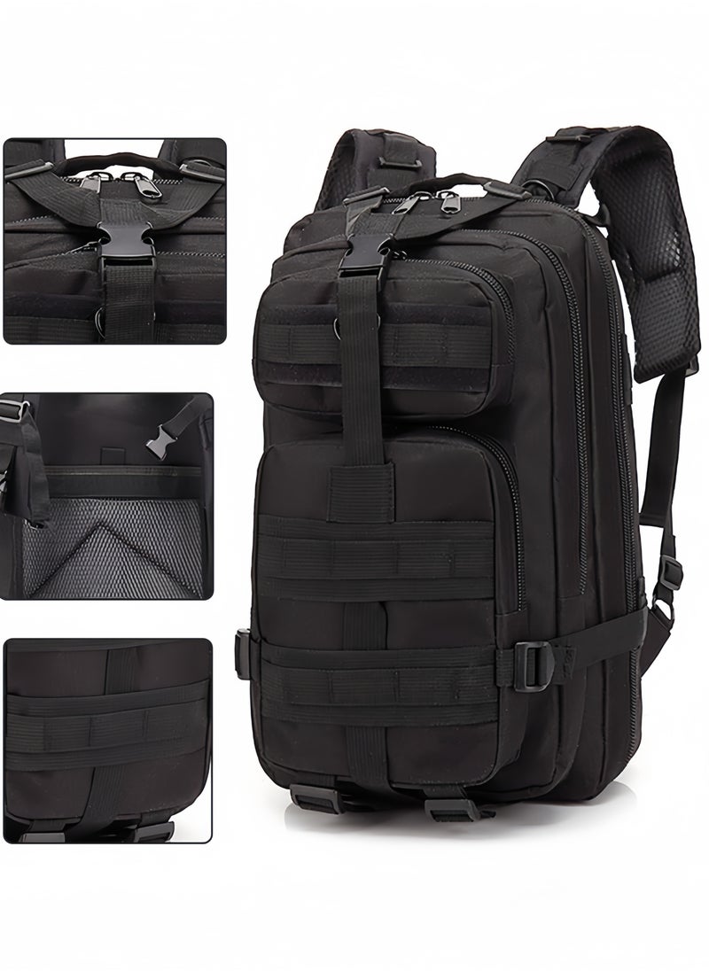 nihao Tactical Backpack Outdoor 3P Camouflage Canvas Backpack Mountaineering Trekking Camping Backpack Waterproof Sports Travel Camping Backpack Multifunctional outdoor camouflage tactical backpack-Black , 30 L , 25CM*23CM*45CM  - Image 2