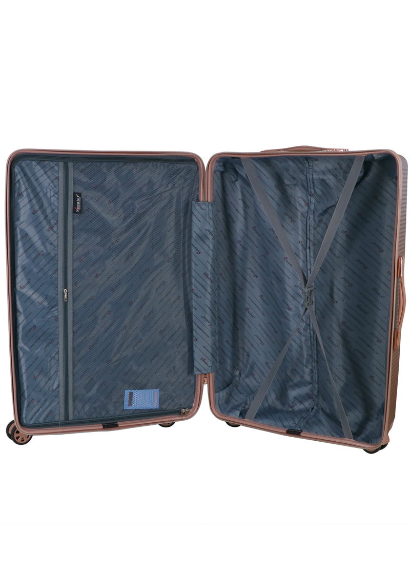 Hard Case Trolley Luggage Set For Unisex ABS Lightweight 4 Double Wheeled Suitcase With Built In TSA Type lock A5123 Set Of 3 Rose Gold
