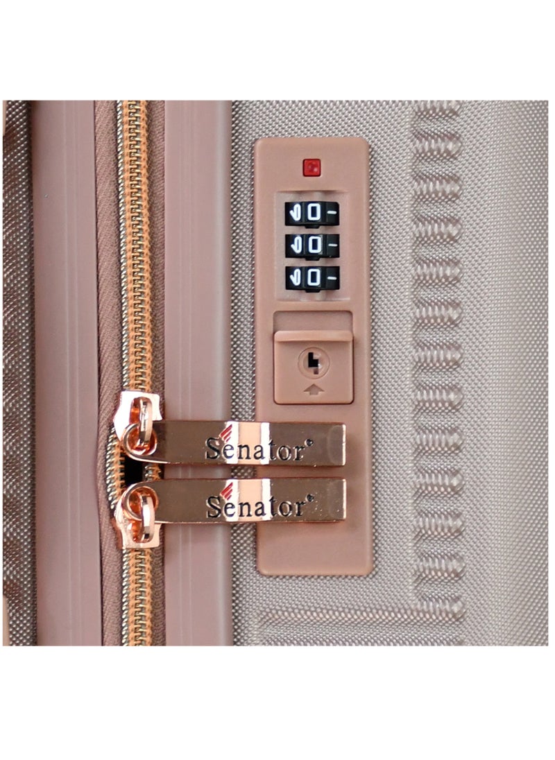 Hard Case Trolley Luggage Set For Unisex ABS Lightweight 4 Double Wheeled Suitcase With Built In TSA Type lock A5123 Set Of 3 Rose Gold