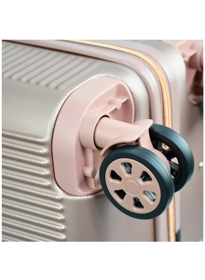 SENATOR Hard Case Trolley Luggage Set For Unisex ABS Lightweight 4 Double Wheeled Suitcase With Built In TSA Type lock A5123 Set Of 3 Rose Gold