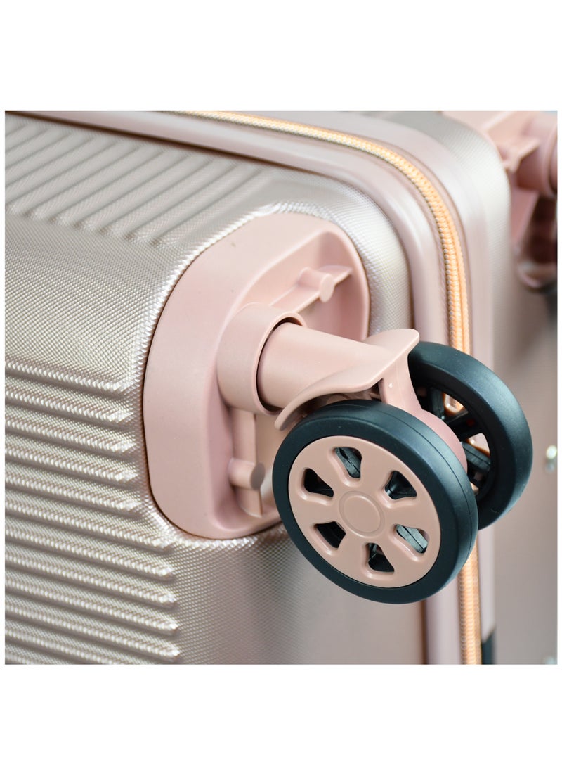 Hard Case Trolley Luggage Set For Unisex ABS Lightweight 4 Double Wheeled Suitcase With Built In TSA Type lock A5123 Set Of 3 Rose Gold