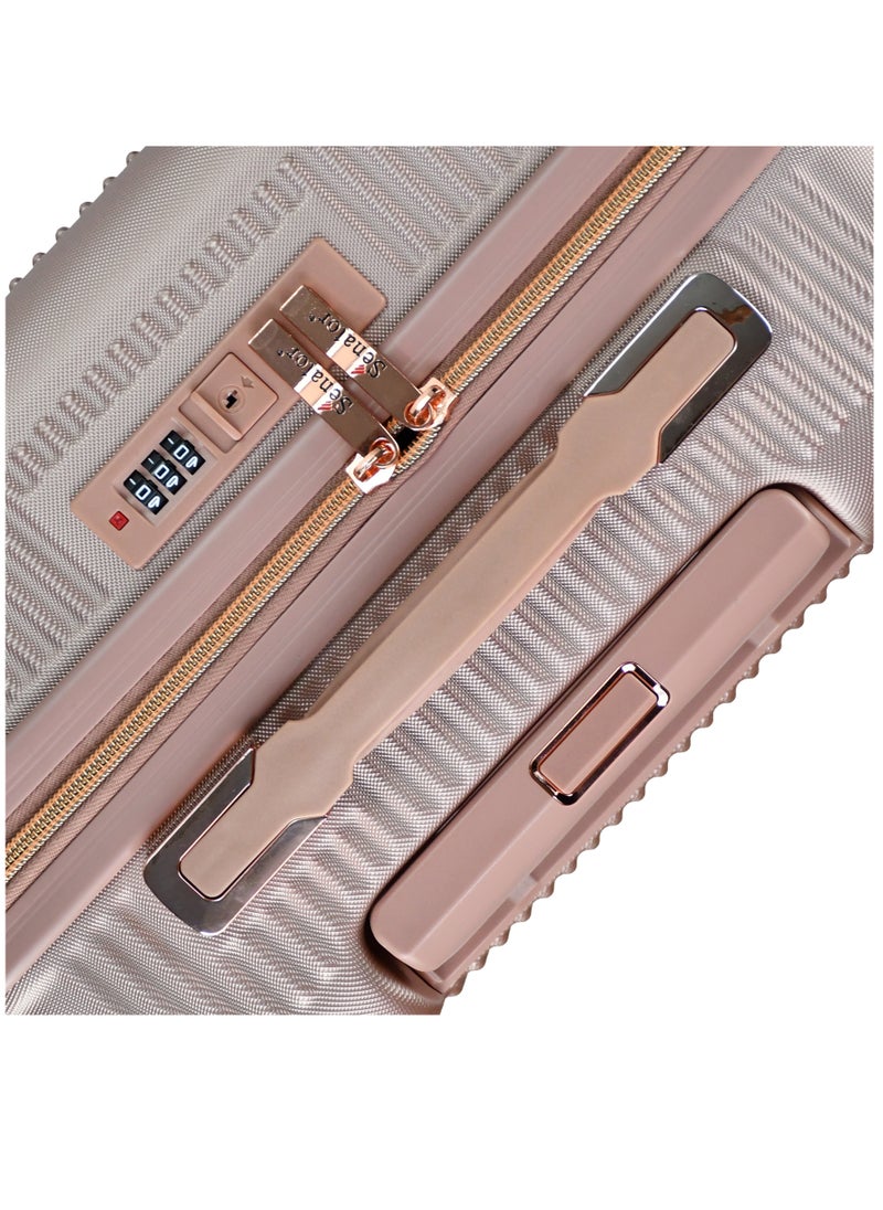 Hard Case Trolley Luggage Set For Unisex ABS Lightweight 4 Double Wheeled Suitcase With Built In TSA Type lock A5123 Set Of 3 Rose Gold