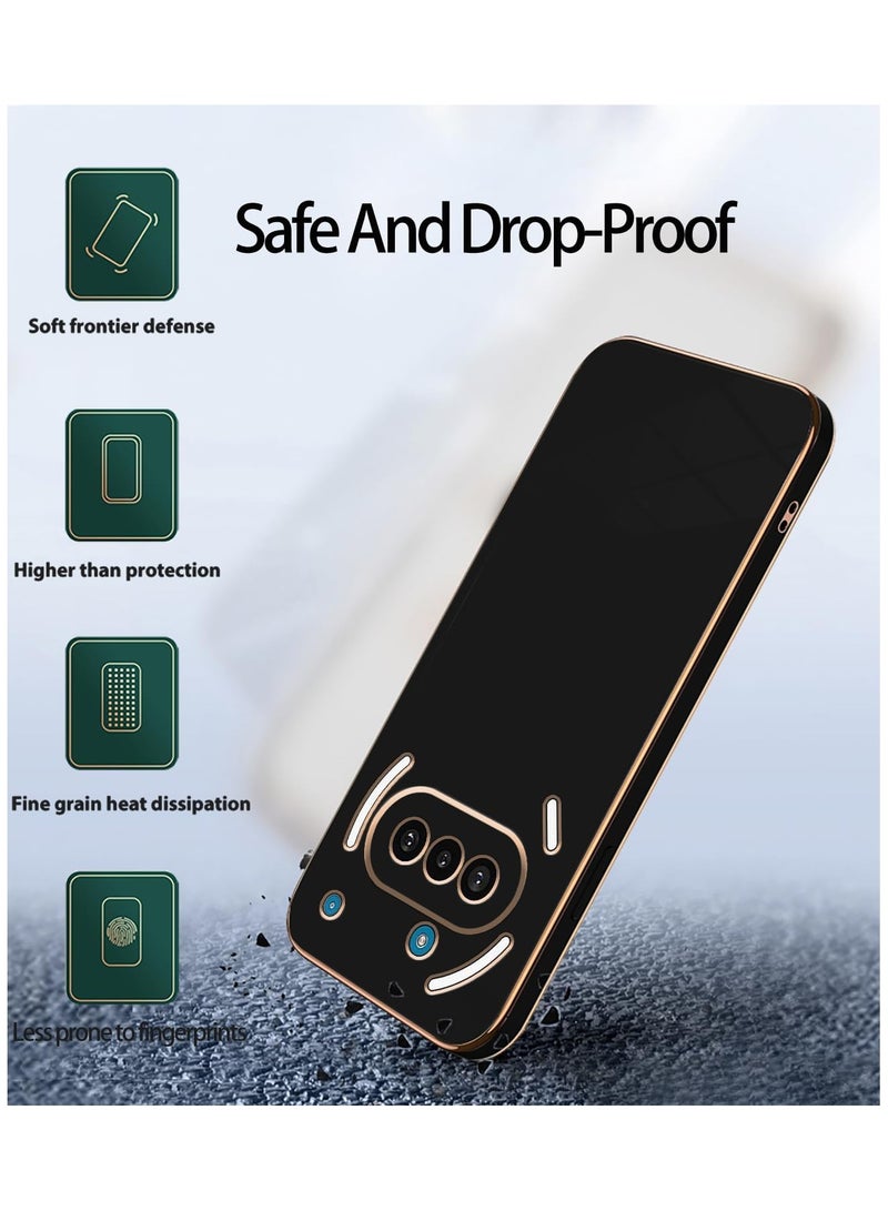 حافظة لهاتف ناثينغ 3A، غطاء، طلاء كروم ذهبي ناعم، أسود، رفيع وناعم، حماية كاملة مضادة للصدمات لحافظة هاتف ناثينغ 3A باللون الأسود - Image 5