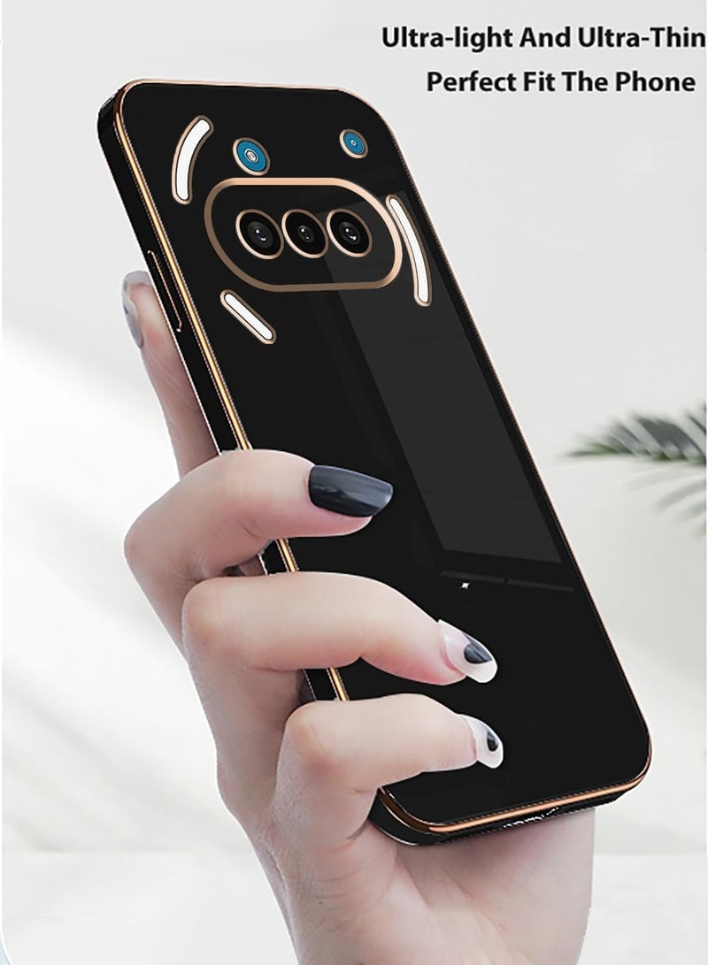 حافظة لهاتف ناثينغ 3A، غطاء، طلاء كروم ذهبي ناعم، أسود، رفيع وناعم، حماية كاملة مضادة للصدمات لحافظة هاتف ناثينغ 3A باللون الأسود - Image 3