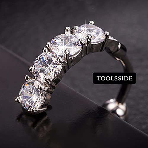 TOOLSSIDE VCH Piercing Jewelry with 4 Clear Zirconium Stones Stainless Steel Belly Button Ring Navel Piercing Jewelry Belly Rings for Women 14G Belly Button Piercing - Image 5