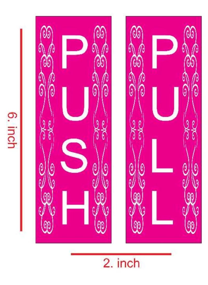 Good Print Zone Good Print Zone Push Pull Sticker Print On 5mmSunboard English Door with Waterproof Size 2x6 Inch Pack of 5 Set Pink  - Image 2