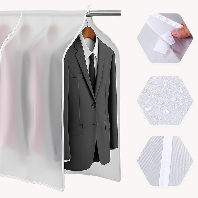 KASTWAVE Hanging Vacuum Storage Sealer Bags, Clear Clothes Shoulder Rack Cover, Suit Coat Dress Closet Dustproof Cover, for Clothing, Suits and Jackets, Closet Organizers (90x110 CM) - Image 2