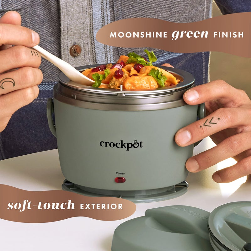 Crock-Pot صندوق الغداء الكهربائي المحمول من كروك-بوت، 20 أونصة، سخان طعام، لون أخضر مائل إلى الفضي | مثالي للسفر والتنقل | يحافظ على الطعام خاليًا من الانسكابات، دافئًا ولذيذًا | آمن في غسالة الصحون - Image 5