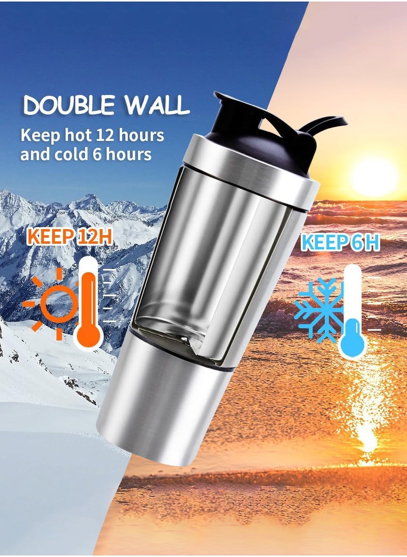 LENND Stainless Steel Protein Shaker Bottle with shaker ball, Insulated, Leak Proof, BPA Free, Hiking  - Image 2