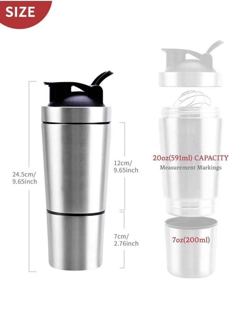 LENND Stainless Steel Protein Shaker Bottle with shaker ball, Insulated, Leak Proof, BPA Free, Hiking  - Image 3