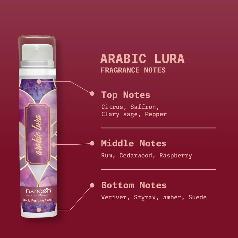ningen Ningen Arabic Lura Body Perfume Lotion Cream for Women Citrus Saffron Pepper Rum Cedarwood Amber Notes Moisturises Deodorises Nourishing Hydrating LongerLasting Fragrances 50g - Image 4