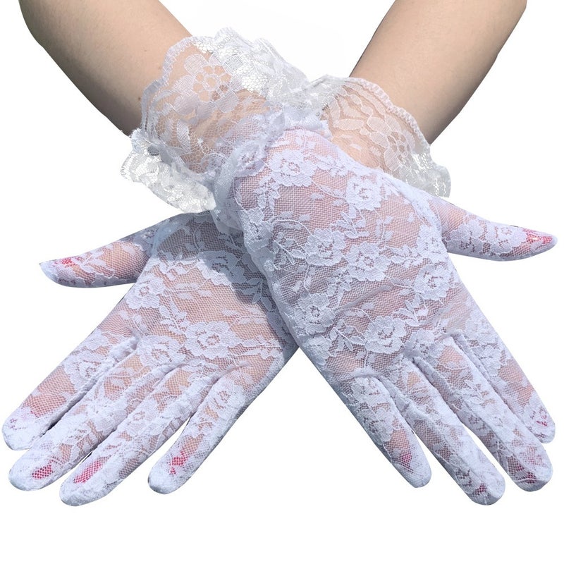 Sexy lace lace gloves short black summer bridal gloves driving electric bike riding sun  protection - Image 2