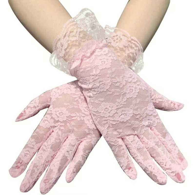 Sexy lace lace gloves short black summer bridal gloves driving electric bike riding sun  protection - Image 4