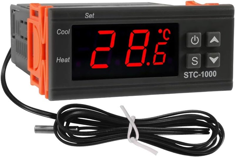 DORHEA STC-1000 Digital Temperature Controller AC 10A 220V Digital LED Temperature Controller Heating Cooling Centigrade Thermostat 2 Relays Output with NTC Sensor Probe(220V) - Image 1
