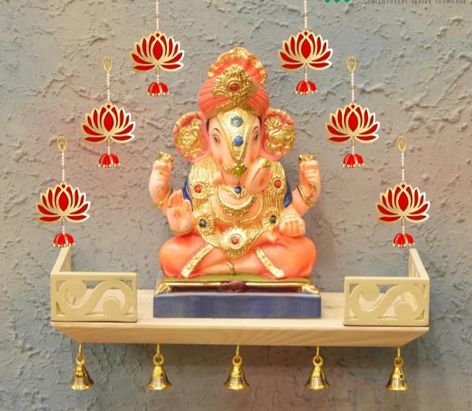 Mokko_ Handmade Wall Decor Lotus Pooja Room Decoration Items Diwali Decor Decor and All Festival Decor MDF Lotus 6 PCSRed - Image 3