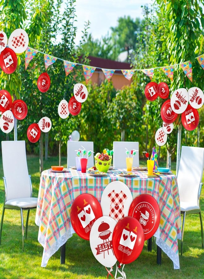 Qpout 36 Pieces BBQ Party Balloon Decorations,12 Inch Baby Q Latex Balloons for Baby Shower Summer Picnic Barbecue Birthday Party Decor Supplies(Red and White) - Image 4