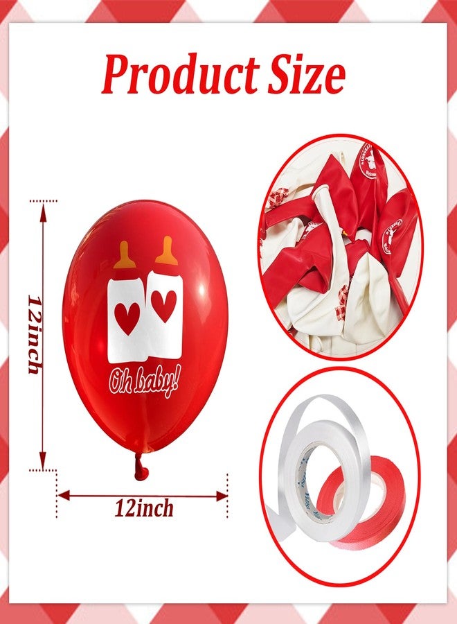 Qpout 36 Pieces BBQ Party Balloon Decorations,12 Inch Baby Q Latex Balloons for Baby Shower Summer Picnic Barbecue Birthday Party Decor Supplies(Red and White) - Image 3