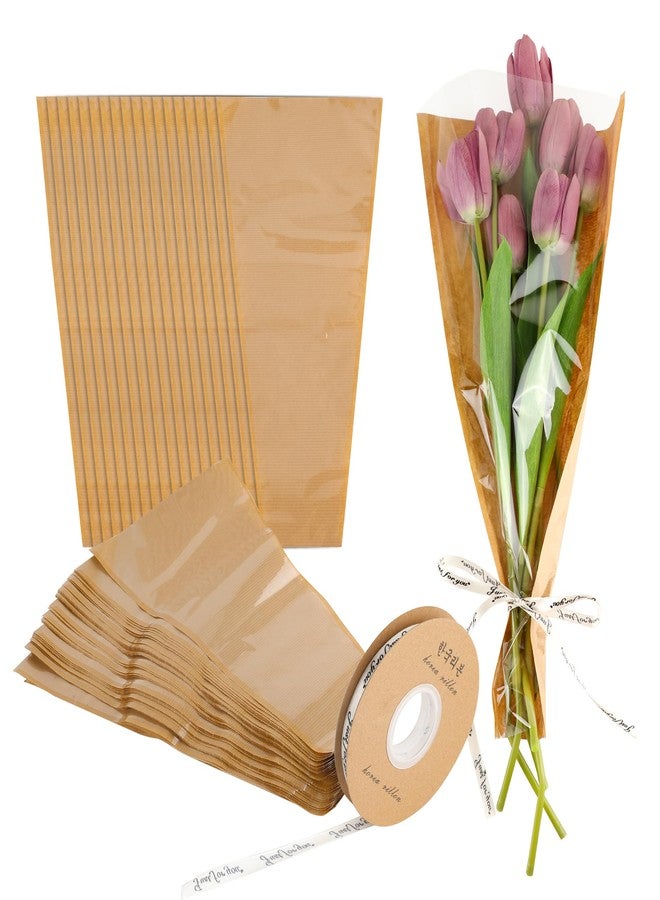 GSHYMXT 100 Pack Flower Bags for Bouquets, 9.8 x 3.9 x 17.7 Inch, Wedding, Birthday, Mother's Day, Valentine's Day - Image 1