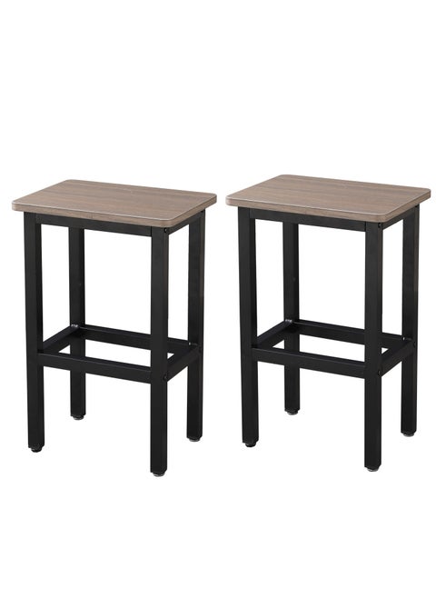 Bar Stools, Set of 2 Bar Chairs, Kitchen Breakfast Bar Stools with Footrest, Industrial in Living Room, Party Room, Easy Assembly, grey