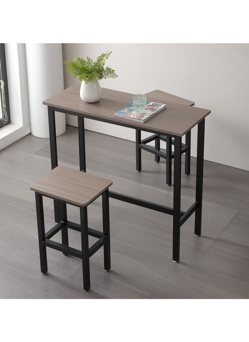 Chulovs - Bar Stools, Set of 2 Bar Chairs, Kitchen Breakfast Bar Stools with Footrest, Industrial in Living Room, Party Room, Easy Assembly, grey - Image 1
