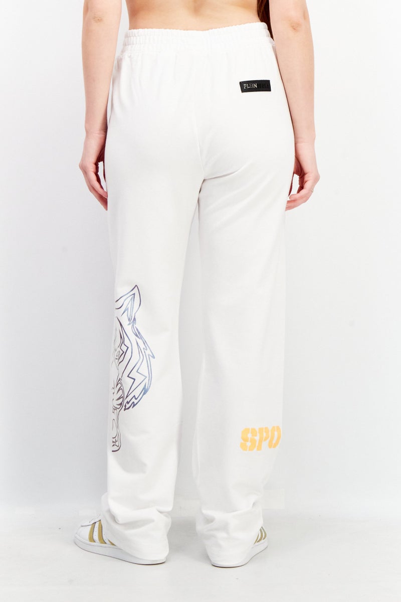 Plein Sport Women Sportswear Fit Training Sweatpants, White Combo  - Image 2