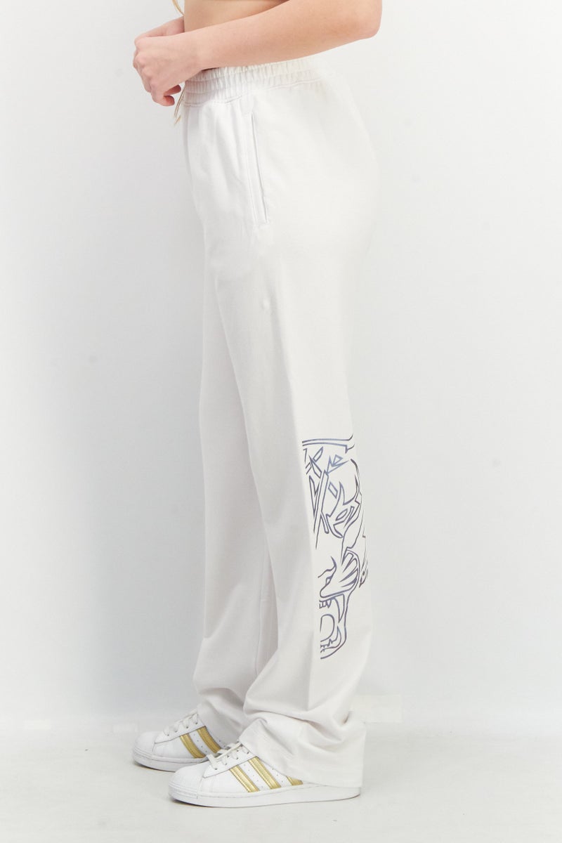 Plein Sport Women Sportswear Fit Training Sweatpants, White Combo  - Image 3