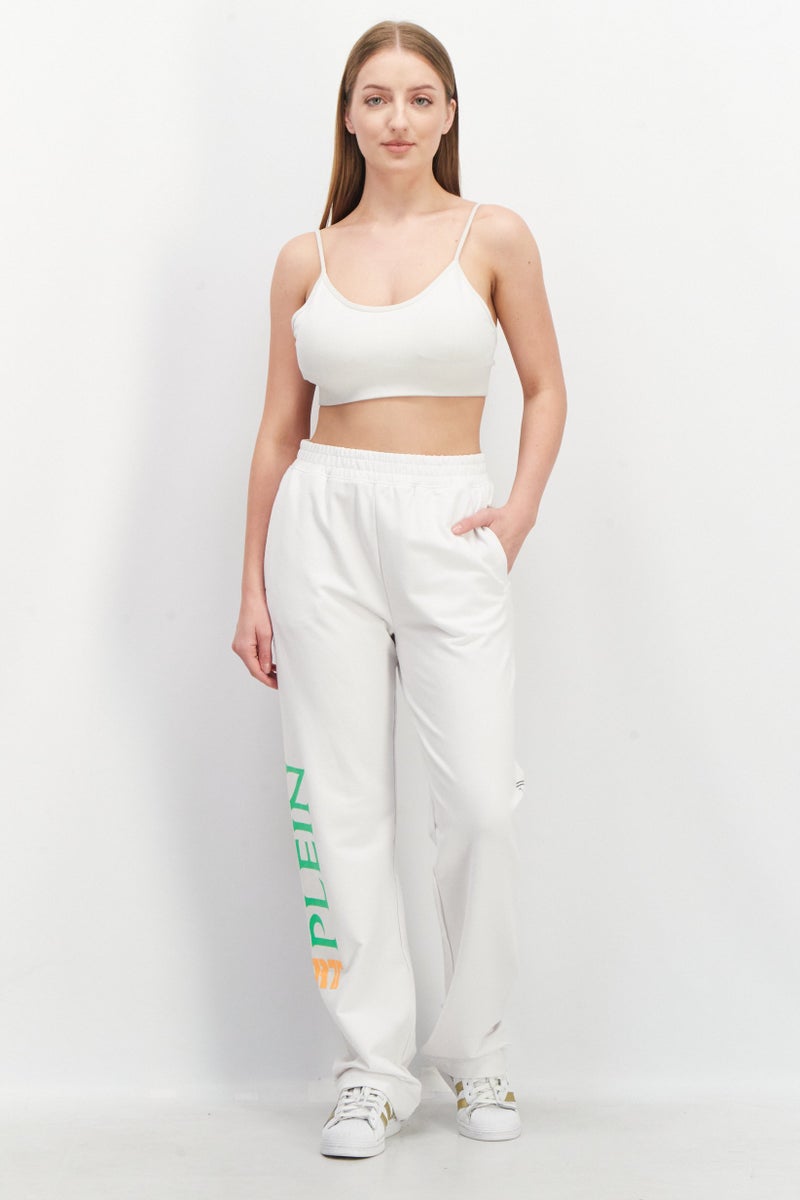 Plein Sport Women Sportswear Fit Training Sweatpants, White Combo  - Image 4