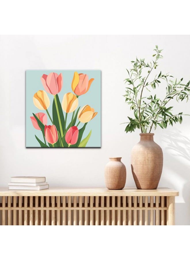 Natuyalo Framed Paint by Numbers for Adults - Colorful Flowers DIY Adult Paint by Number Kits Easy Acrylic Painting by Numbers for Beginners Art Craft Kits for Adults (12x12 Inch, Framed) - Image 3