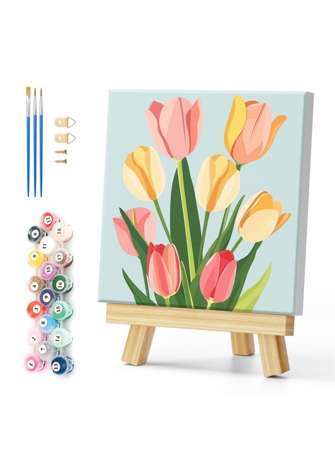 Natuyalo Framed Paint by Numbers for Adults - Colorful Flowers DIY Adult Paint by Number Kits Easy Acrylic Painting by Numbers for Beginners Art Craft Kits for Adults (12x12 Inch, Framed) - Image 1