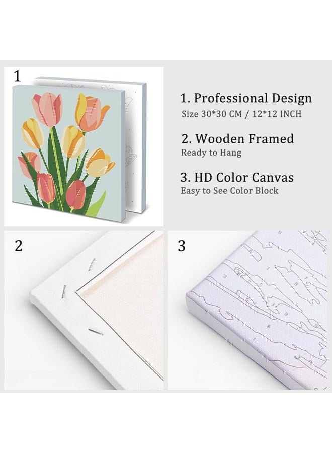 Natuyalo Framed Paint by Numbers for Adults - Colorful Flowers DIY Adult Paint by Number Kits Easy Acrylic Painting by Numbers for Beginners Art Craft Kits for Adults (12x12 Inch, Framed) - Image 4