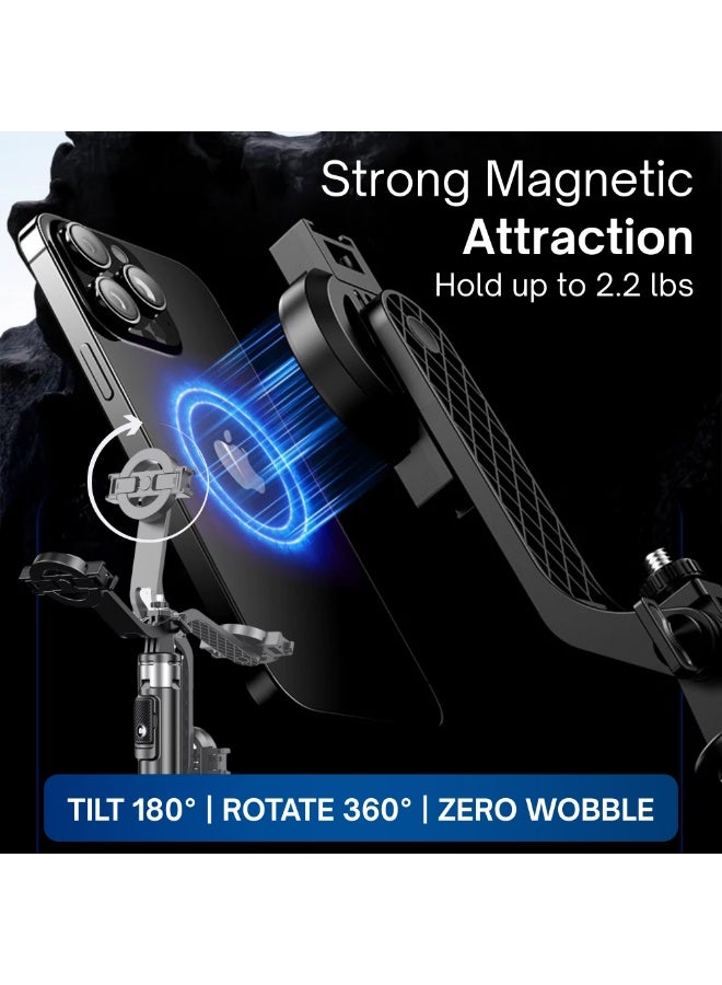 Nexso Magnetic Selfie Stick Tripod with Bluetooth Remote – 22.5cm to 1.34m Extendable, Magnetic Design, Portable, Adjustable for iPhone & Android – Ideal for Group, Vlogging & Live Streaming - Image 3