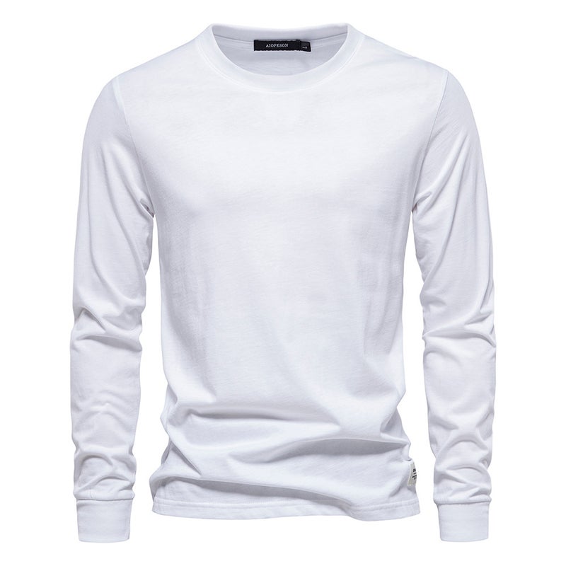 Autumn Trendy Long-sleeved New -style Men''s Solid Color Long-sleeved Top High Street Men''s Hong Kong-style Cotton Inner T-shirt - Image 5