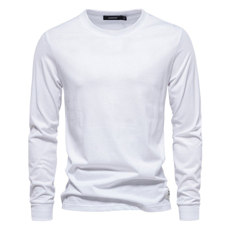 Autumn Trendy Long-sleeved New -style Men''s Solid Color Long-sleeved Top High Street Men''s Hong Kong-style Cotton Inner T-shirt - Image 2