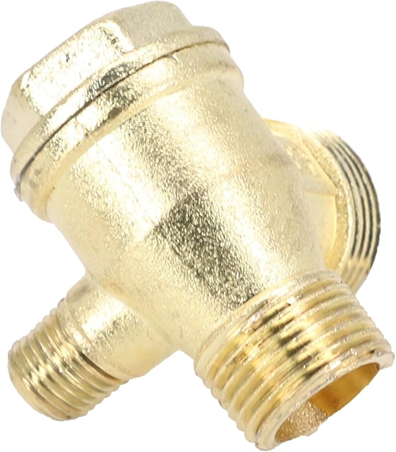 صمام فحص أحادي الاتجاه من سبائك الزنك 3 اتجاه مع وصلات ملولبة 1/2 و 3/8 لضاغط الهواء - Image 4